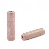 DQ Griechische Keramik Perle Gold spot Tube 20x5mm Pink